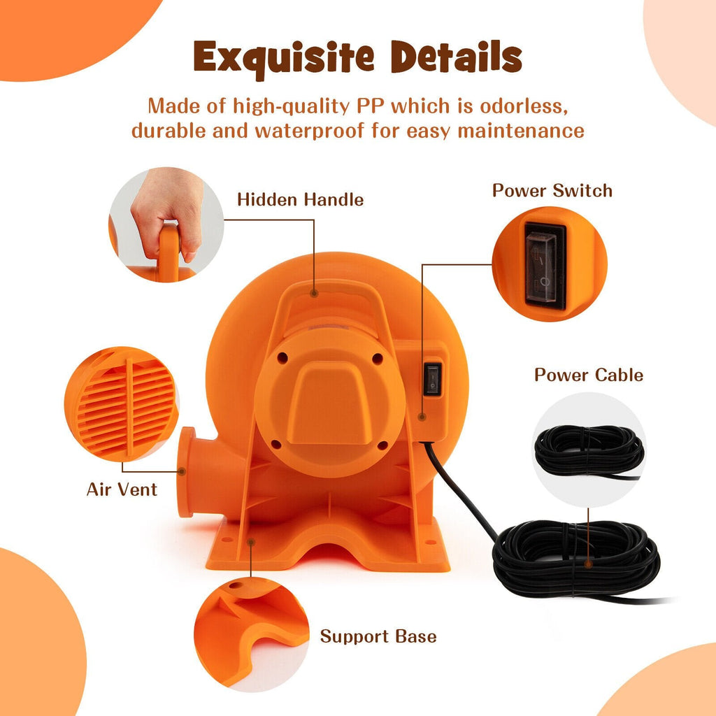 Soplador de aire de 550 W para inflables, con cable de 25 pies y enchufe GFCI de 550 W
