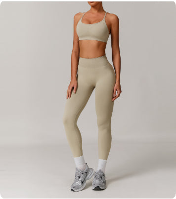 Nahtloses Damen-Yoga-Set mit Beauty-Rücken – Schnelltrocknende, eng anliegende Lauf- & Workout-Sportbekleidung