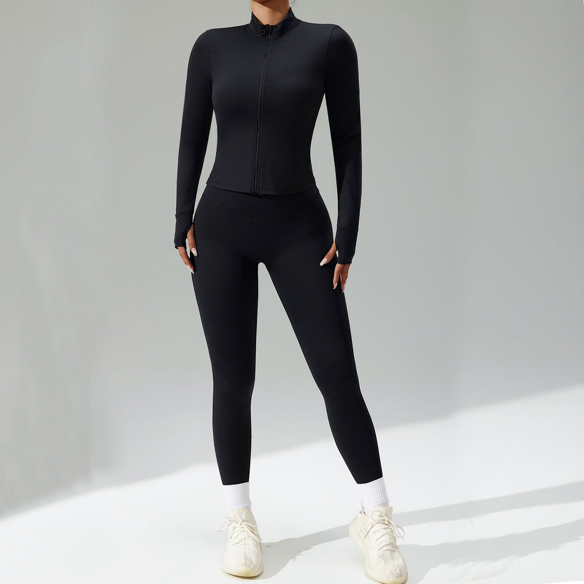 Dreiteiliges Set zum Laufen und Trainieren – Schnelltrocknende Sportbekleidung mit Strickjacke