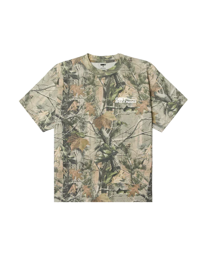Camiseta de peso pesado Obey 'Speed Squad' - Camuflaje hoja