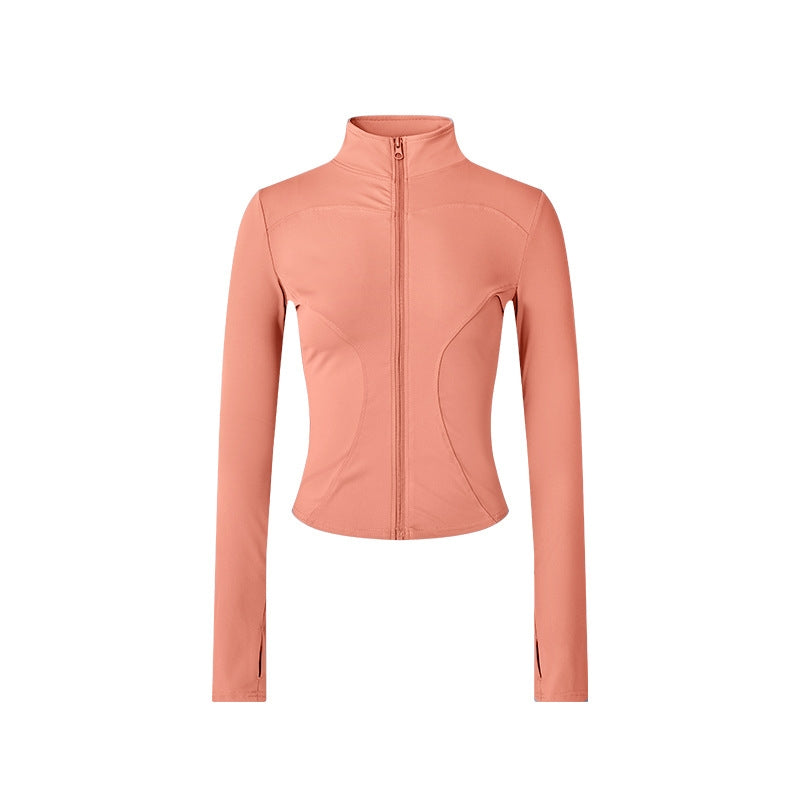 Damen-Workoutjacke mit langen Ärmeln und Reißverschluss – figurbetontes Yoga- & Fitness-Oberteil