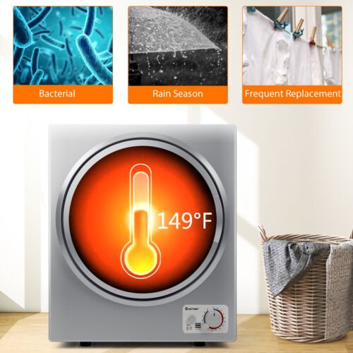 Sèche-linge de 1,5 pi³ avec support mural en acier inoxydable - Argent