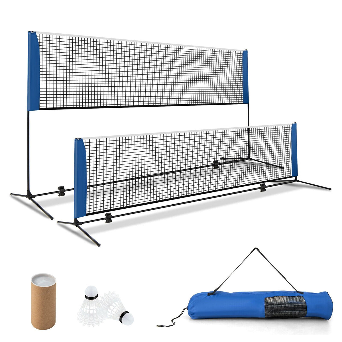 Support de filet de badminton réglable de 10/14 pieds avec sac de transport portable - 14 pieds