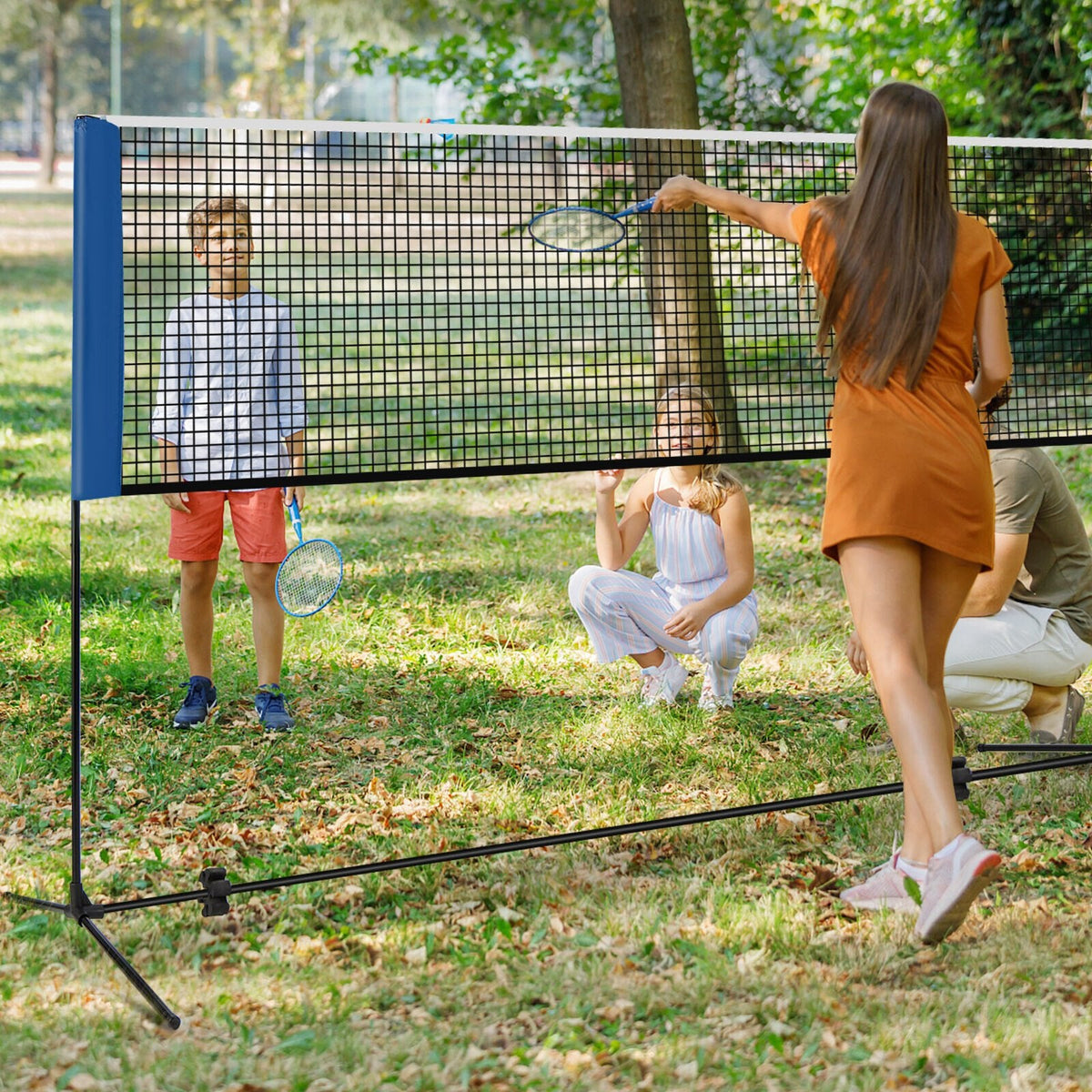 Support de filet de badminton réglable de 10/14 pieds avec sac de transport portable - 14 pieds