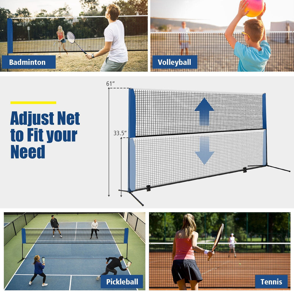 Support de filet de badminton réglable de 10/14 pieds avec sac de transport portable - 14 pieds