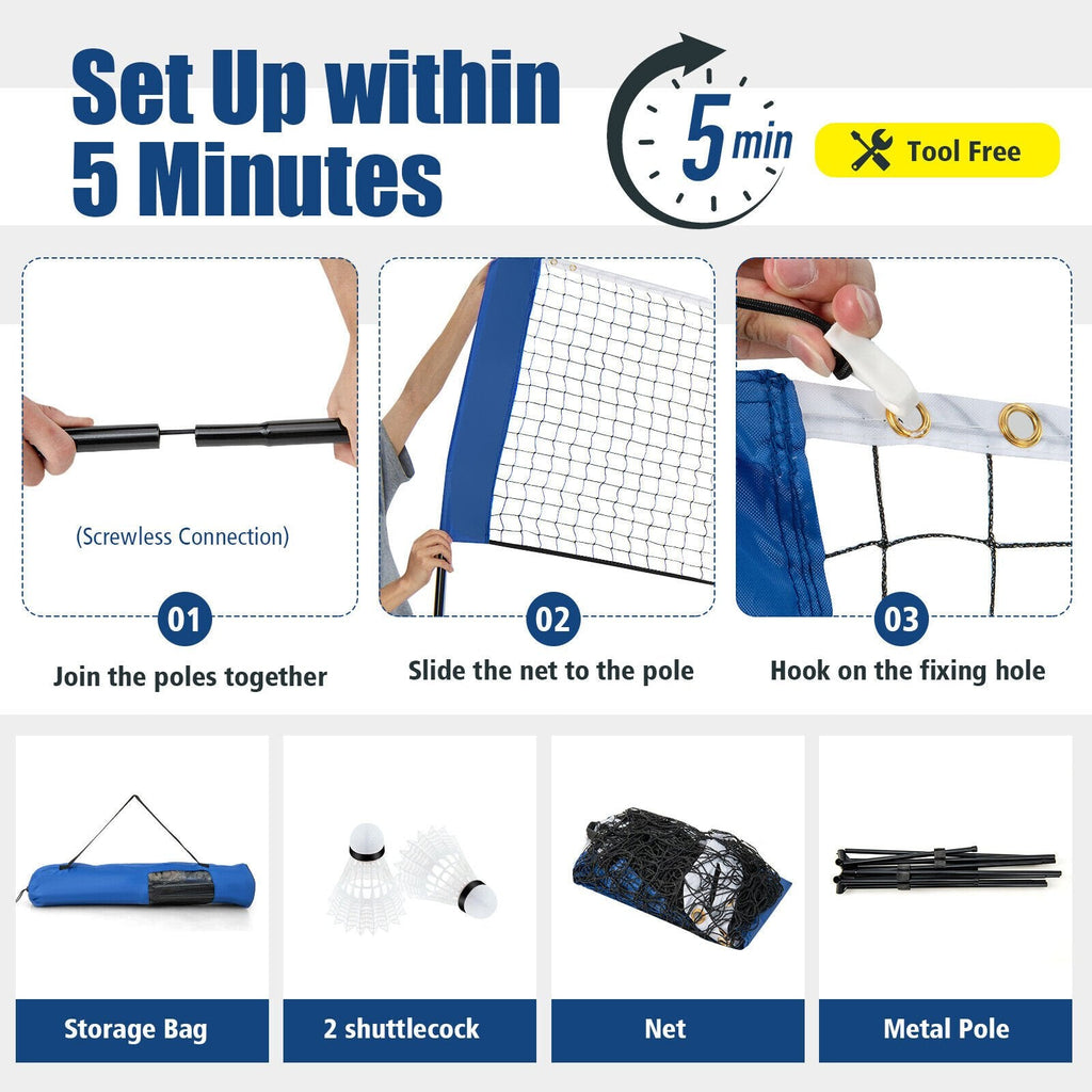 Support de filet de badminton réglable de 10/14 pieds avec sac de transport portable - 14 pieds