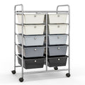 Chariot de rangement à roulettes 10 tiroirs – Beige et gris