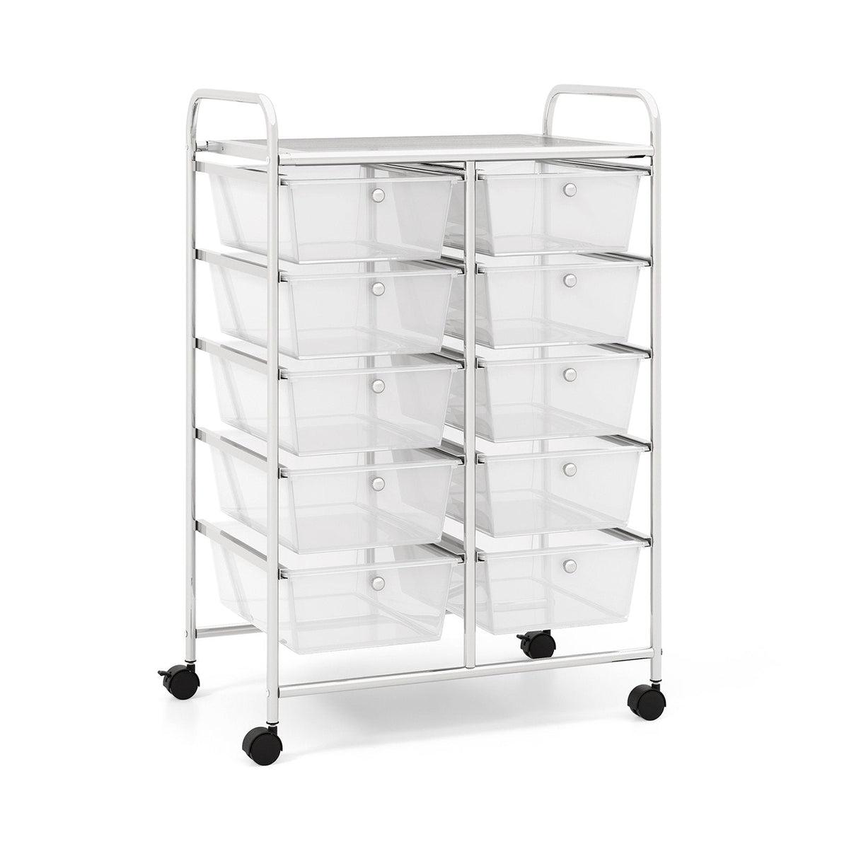 Chariot de rangement roulant à 10 tiroirs – Transparent