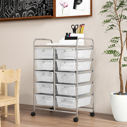Rollwagen mit 10 Schubladen – transparent