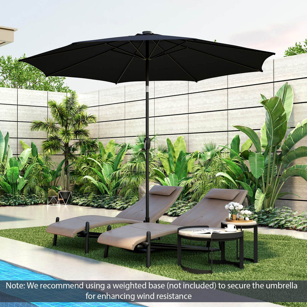 Parasol de terrasse de 3 m avec 112 lumières solaires et manivelle - Bleu marine