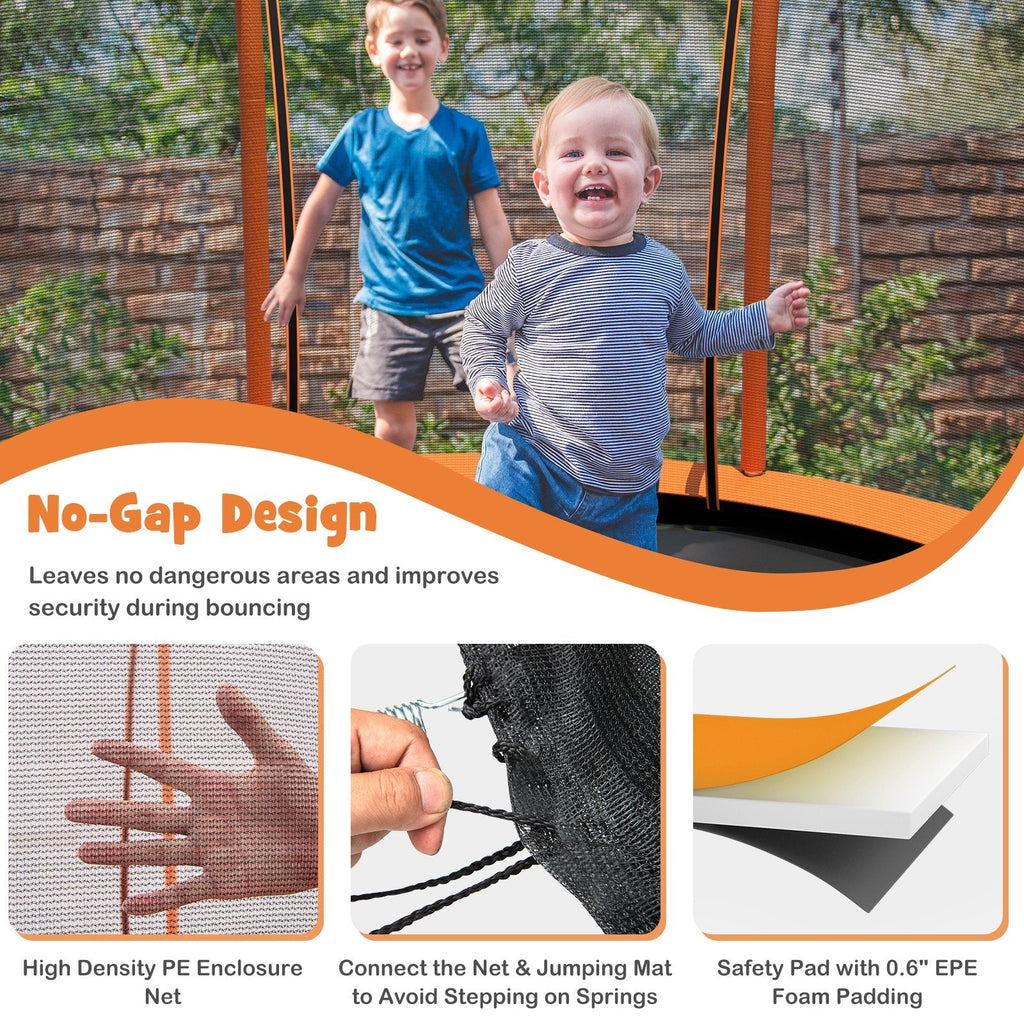 Trampoline de 10 pieds en forme de fleur unique avec cadre en acier galvanisé - Orange