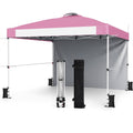Auvent escamotable commercial 3x3 m avec sac à roulettes et bande de bannière - Rose