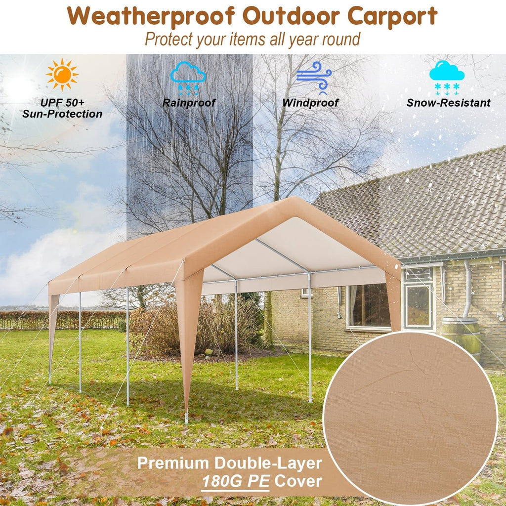 10 x 20 Fuß Terrassen-Carport, extrem robust, wetterfest, ohne Seitenwand