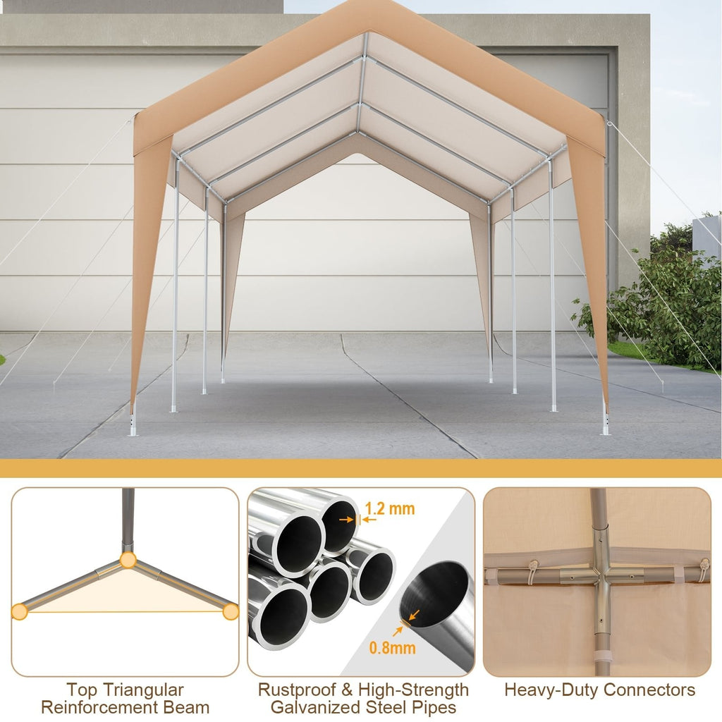 10 x 20 Fuß Terrassen-Carport, extrem robust, wetterfest, ohne Seitenwand