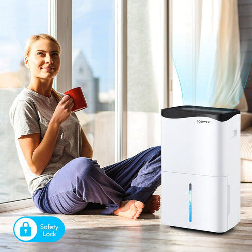Intelligenter WLAN-Luftentfeuchter mit 100-Pint-Kapazität, App- und Alexa-Steuerung, 1,3-Gallonen-Tank, automatische Abtau-Funktion, Weiß
