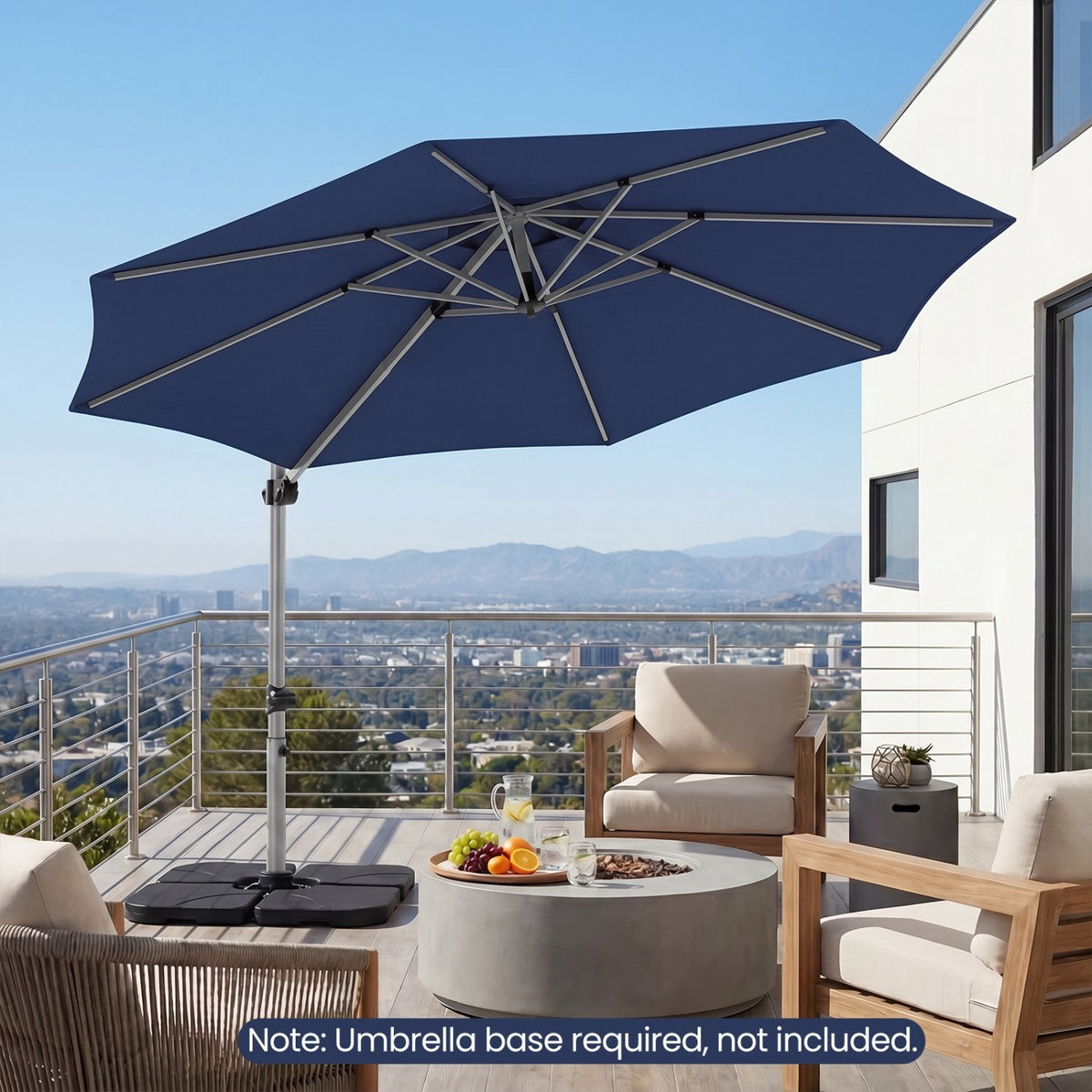 11 Feet Patio Offset Cantilever Umbrella 360° Rotation Aluminum Tilt-Navy