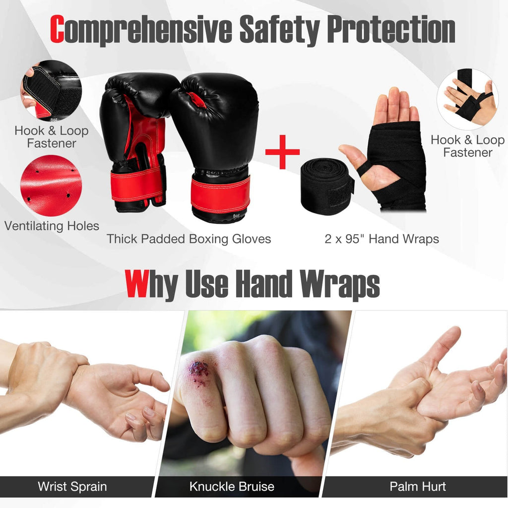 Juego de saco de boxeo colgante para niños de 11 libras con guantes de boxeo - Negro