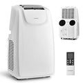 Aire acondicionado portátil de doble manguera de 12 000 BTU con control remoto, blanco, 400 pies²