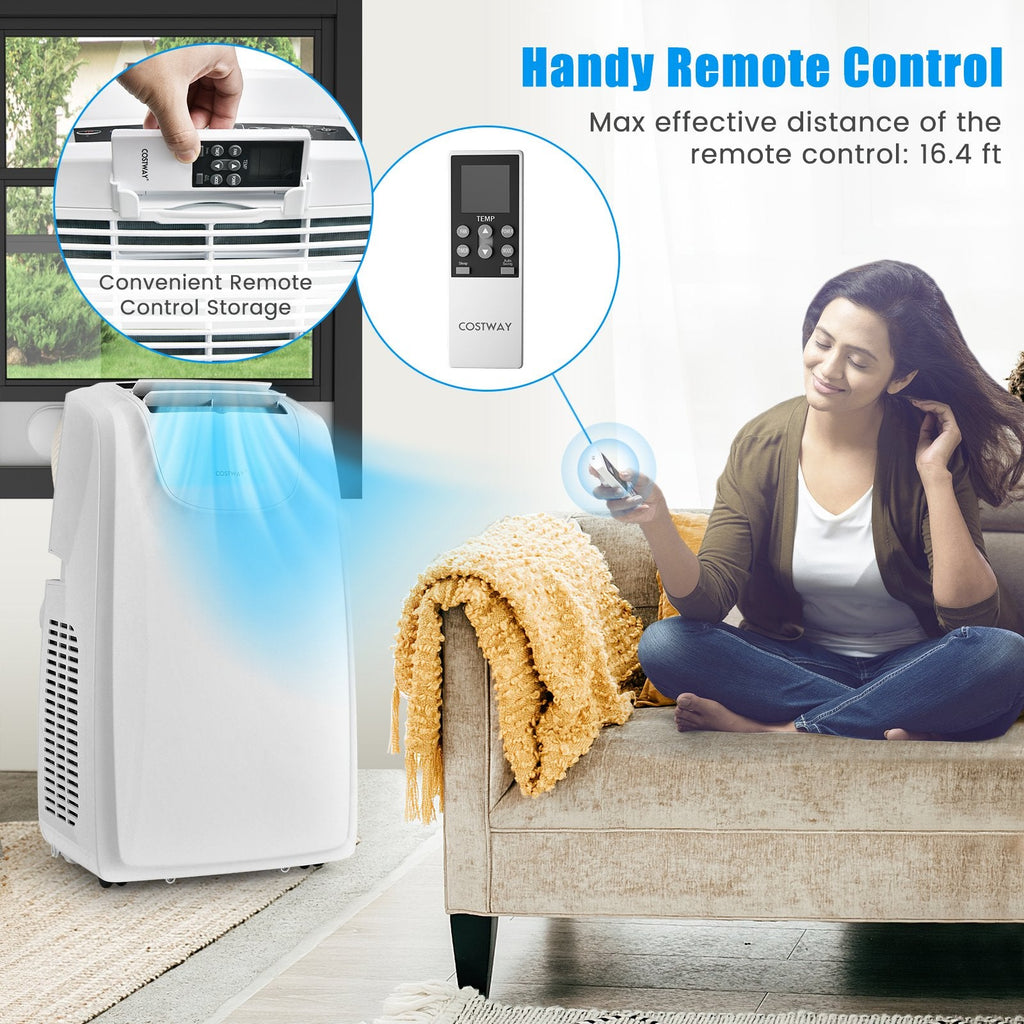 Aire acondicionado portátil de doble manguera de 12 000 BTU con control remoto, blanco, 400 pies²