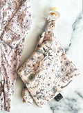 Attache-sucette florale en mousseline de bambou