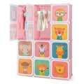 12 cubes armoire d'enfant avec penderie et portes-Rose