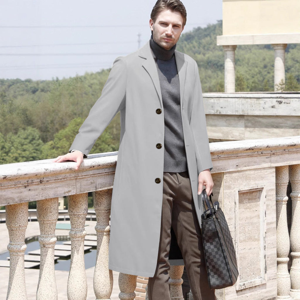 Men's Casual Extended Above The Knee Woolen Trench Coat