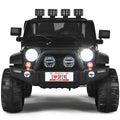 12V 2-Sitzer Kinder-Elektroauto mit Dach-Lichtleiste, Eltern-Fernbedienung, Hinterradfederung und Stauraum, 50 kg Traglast, Schwarz
