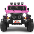 12V Kinder-Elektro-Truck für 2 Kinder mit abschließbaren Türen, Haltegriff, 48 cm Sitzbank und Fernbedienung, 50 kg Tragkraft, Pink
