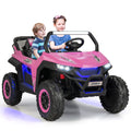 12V 2-Sitzer Kinder-UTV-Elektroauto mit Medienzentrum, Staunetz, 3-Punkt-Gurten und 2,4G-Fernbedienung, 59 kg Tragkraft, Pink