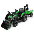 Excavadora correpasillos 3 en 1 de 12 V para niños con pala excavadora, cucharón y remolque, control remoto para padres, límite de 66 lb, verde