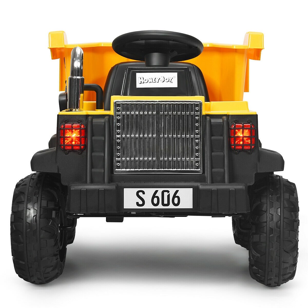 12V Kinder-Kipplaster mit elektrischer Ladefläche, abnehmbarer Schaufel, Fernbedienung und Sicherheitsgurt, bis 30 kg belastbar, Gelb