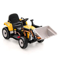 Pelleteuse électrique 12V pour enfants avec bras et godet réglables, télécommande parentale, ceinture de sécurité et limite de poids de 66 lb, de 3 à 8 ans, jaune