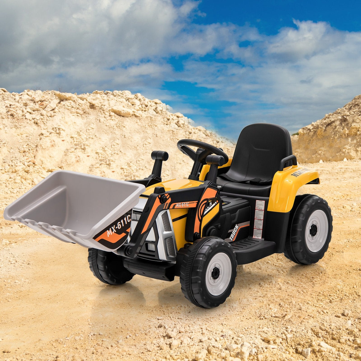 12V Kids Ride On Excavator with Adjustable Arm and Bucket, Parent Remote, Seat Belt and 66 lb Limit, Ages 3 to 8, Yellow