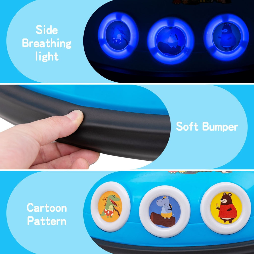 Coche de choque eléctrico de 12 V para niños, giro de 360 grados, 3 velocidades de hasta 1,25 mph, luces laterales intermitentes y control remoto para padres, azul marino
