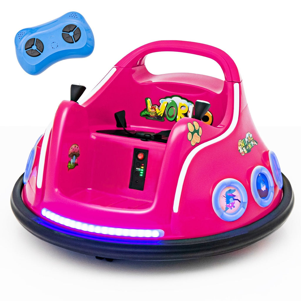 Auto-tamponneuse électrique 12V pour enfant avec capacité de charge de 66 lb, 3 vitesses, ceinture de sécurité, pare-chocs souple et télécommande parentale, rose