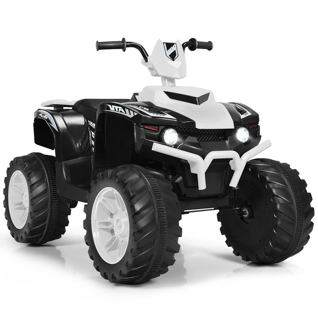 12V Kinder-Quad zum Fahren mit abgedecktem Ladeanschluss, Sanftanlauf, LED-Lichtern und Ladestandanzeige, 35 kg, Weiß