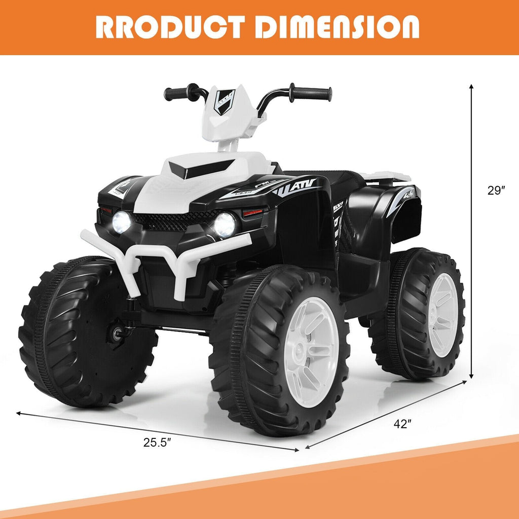 12V Kinder-Quad zum Fahren mit abgedecktem Ladeanschluss, Sanftanlauf, LED-Lichtern und Ladestandanzeige, 35 kg, Weiß