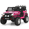 12V Kinder-Elektro-Truck mit Eltern-Fernbedienung mit Vorrangfunktion, Vorder- und Hinterradfederung, 1 bis 5 mph, Pink
