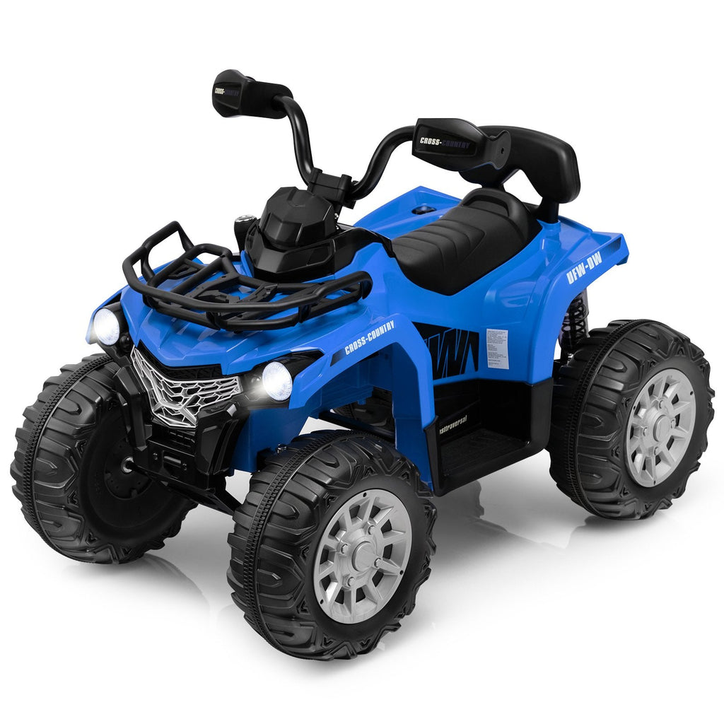 Quad électrique 12V pour enfants avec vitesse élevée verrouillable, capacité de 66 lb, suspension arrière et MP3, de 3 à 8 ans, Bleu