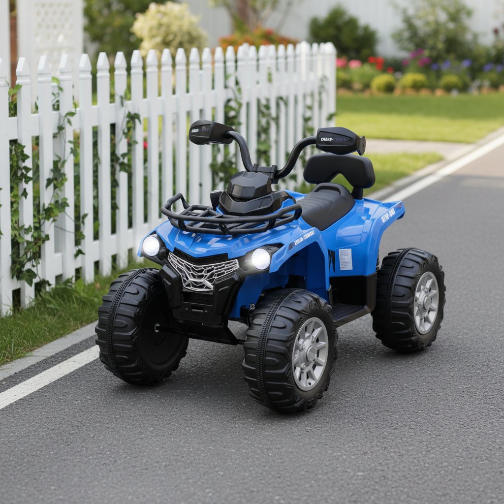 12V Kids Ride On ATV 4 Wheeler with Locked High Speed Gear, 66 lb Capacity, Rear Suspension and MP3, Ages 3 to 8, Blue