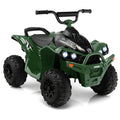 12-V-Kinder-Quad zum Draufsitzen mit leisen, rutschfesten Rädern für Rasen und Strand, Tragkraft 35 kg, hohe und niedrige Geschwindigkeit, Armeegrün