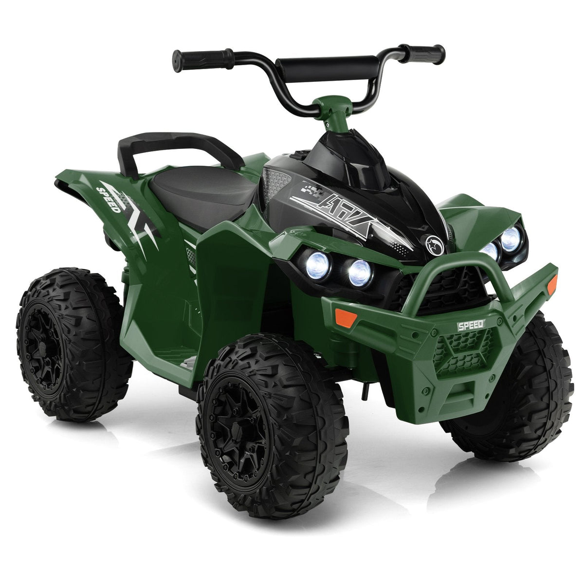12V Kids Ride On ATV Quad with Quiet Non Slip Wheels for Lawn and Beach, 77 lb Capacity, High and Low Speed, Army Green