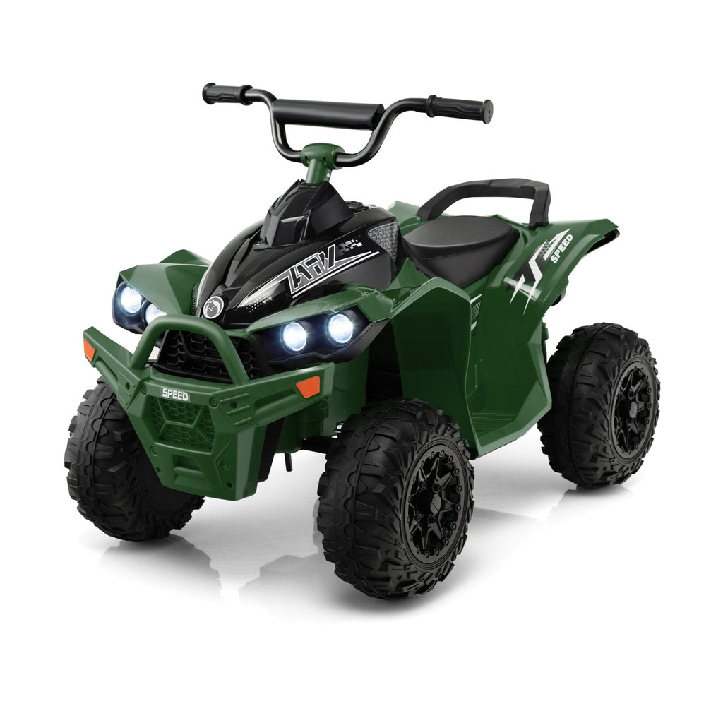 12-V-Kinder-Quad zum Draufsitzen mit leisen, rutschfesten Rädern für Rasen und Strand, Tragkraft 35 kg, hohe und niedrige Geschwindigkeit, Armeegrün