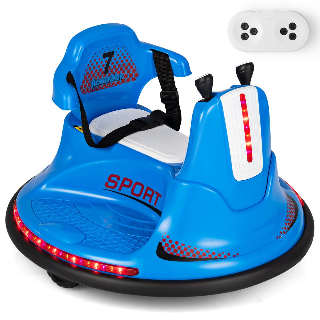 12V Kinder-Elektroauto als Stoßstosswagen mit Sicherheitsgurt, ergonomischer Rückenlehne, weichem Stoßfänger und Eltern-Fernbedienung, 66 lb, Blau