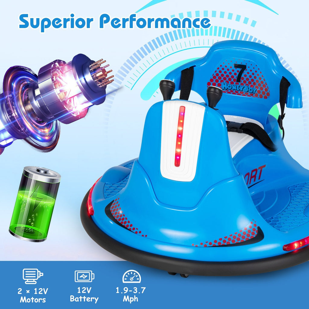 12V Kinder-Elektroauto als Stoßstosswagen mit Sicherheitsgurt, ergonomischer Rückenlehne, weichem Stoßfänger und Eltern-Fernbedienung, 66 lb, Blau