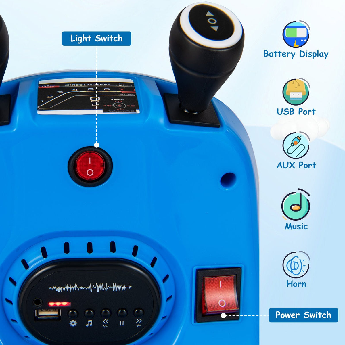 12V Kinder-Elektroauto als Stoßstosswagen mit Sicherheitsgurt, ergonomischer Rückenlehne, weichem Stoßfänger und Eltern-Fernbedienung, 66 lb, Blau