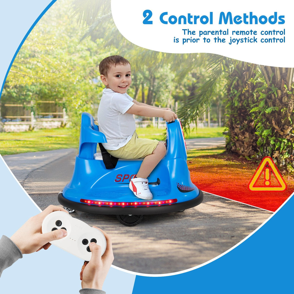 12V Kinder-Elektroauto als Stoßstosswagen mit Sicherheitsgurt, ergonomischer Rückenlehne, weichem Stoßfänger und Eltern-Fernbedienung, 66 lb, Blau