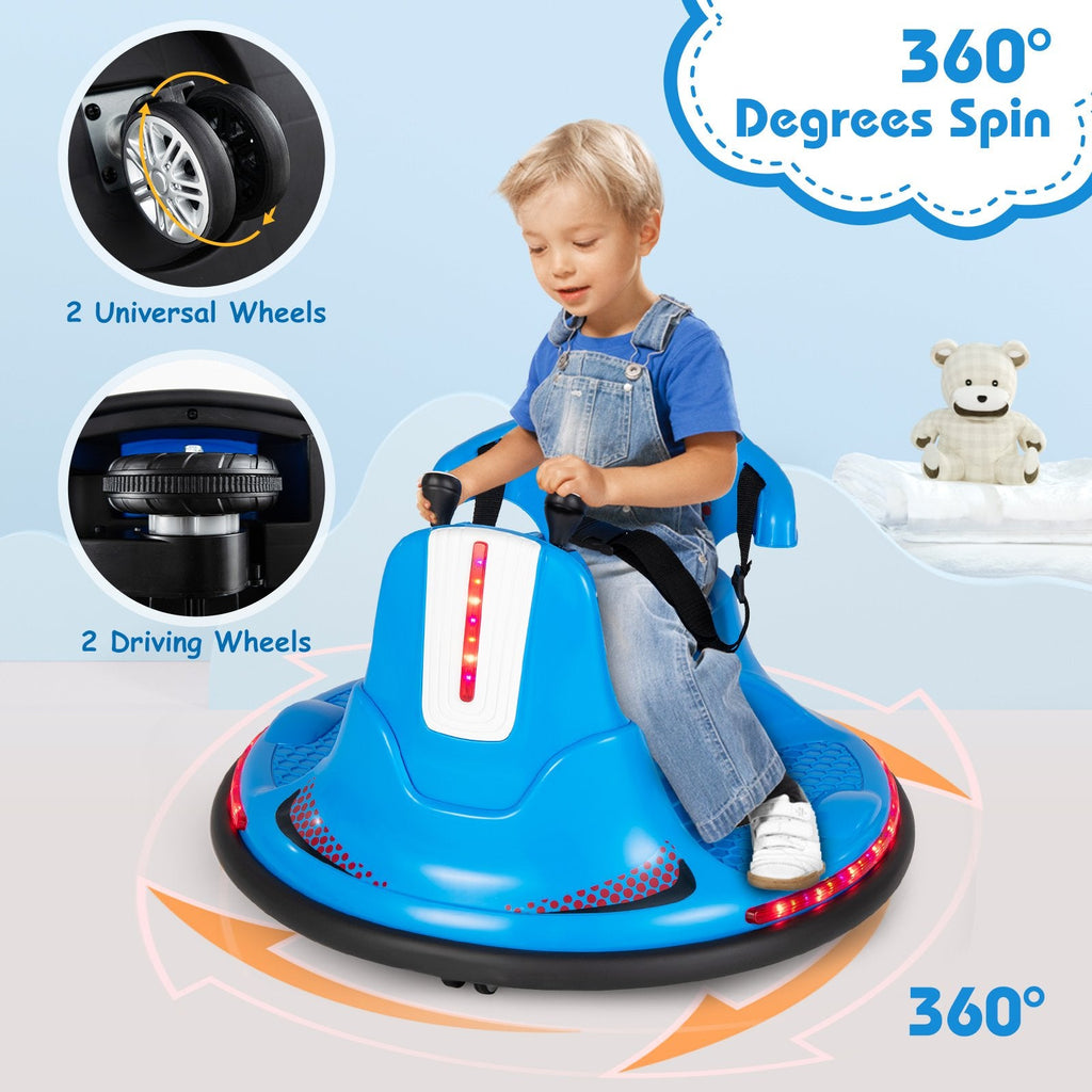 12V Kinder-Elektroauto als Stoßstosswagen mit Sicherheitsgurt, ergonomischer Rückenlehne, weichem Stoßfänger und Eltern-Fernbedienung, 66 lb, Blau
