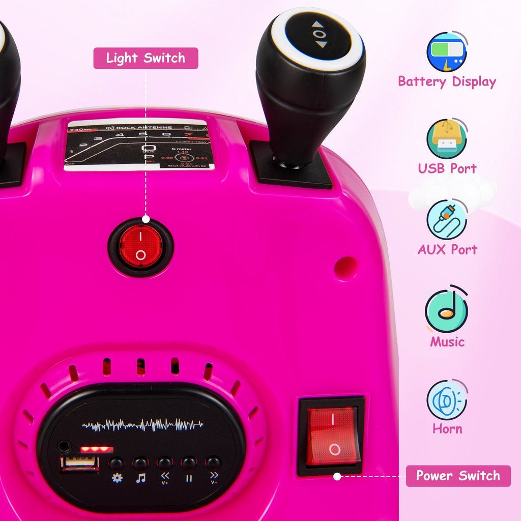Auto-tamponneuse électrique 12V pour enfant avec double moteur de 25W, rotation à 360 degrés, harnais réglable et télécommande parentale, 66 lb, rose