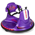 Coche de choque eléctrico de 12 V para niños, el mando a distancia tiene prioridad sobre las palancas de control, giro de 360°, parachoques blando, 66 lb, morado